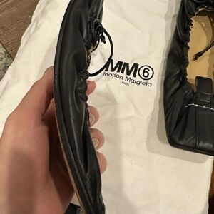 MM6 Maison Margiela Black Leather Ballet Flats size 38